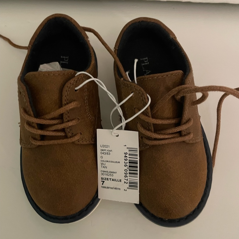 Faux suede toddler dress shoes.